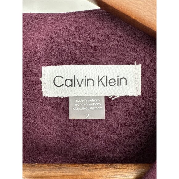 NWT Calvin Klein Women's Size 2 Purple Round-Neck Sleeveless Sheath Dress Work - Picture 10 of 13